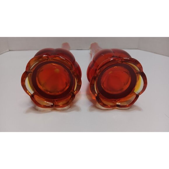 MCM Swing Stretch Red Yellow Retro Tall Glass Set Vases - Picture 7 of 8